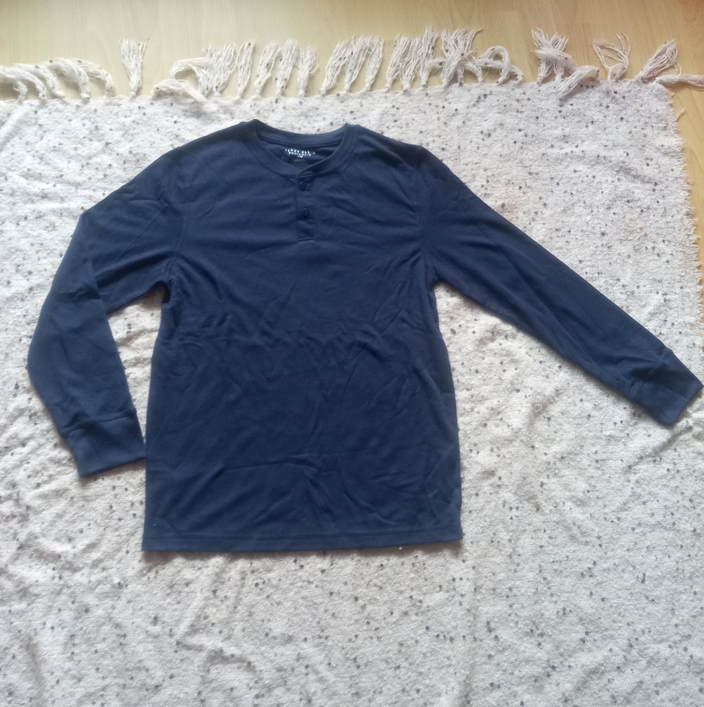 Perry Ellis Dark Blue Henley Shirt